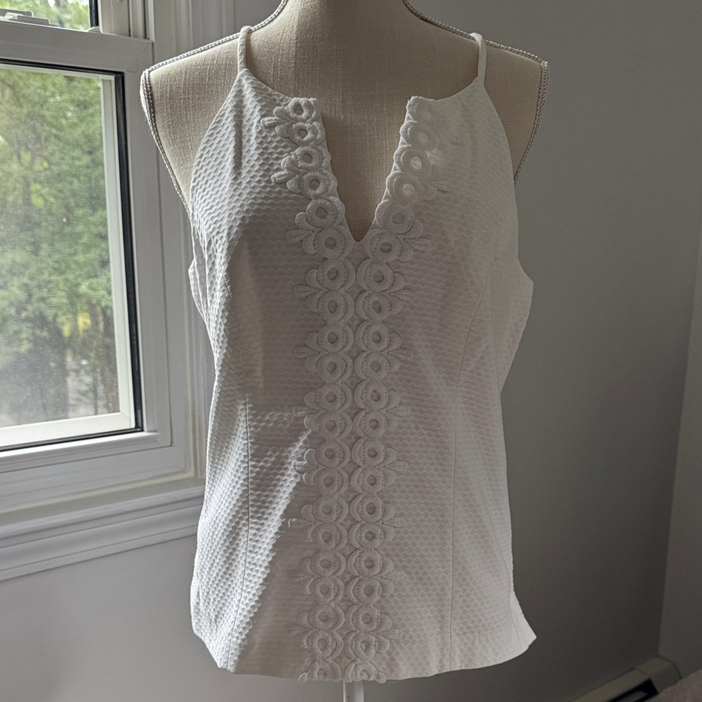 Lilly Pulitzer White Textured Tank Top